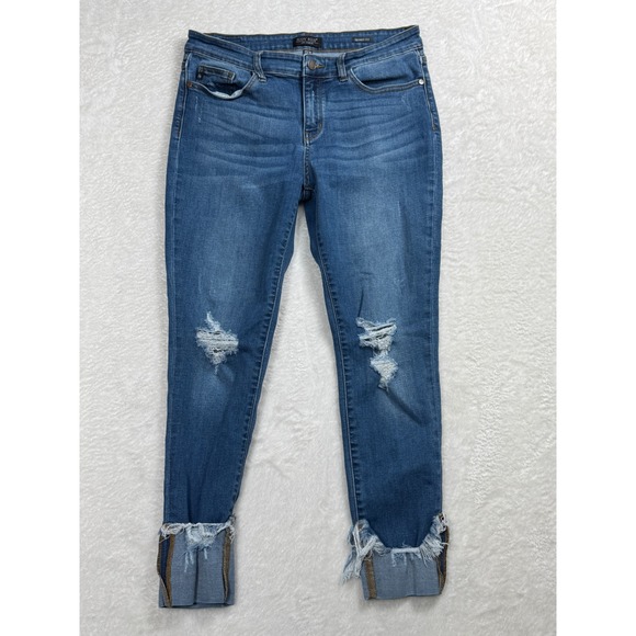 Judy Blue Denim - Judy Blue Skinny Fit Distressed Frayed Cuff Jeans JB82113DK Womens 13/3